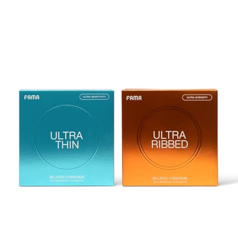 Ribbed&Ultra Thin Condoms, For Ultra Sensitivity, Natural Latex, Lubricated Condoms - 72 Count