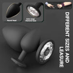 Anal Plug Sex Toys Vibrator 3Pcs Silicone Anal Toys Butt Plug Training Kit With Remote Control 10 Frequency Vibration, Removable Diamond Anal Plug And Prostate Massager, Black