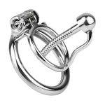 Stainless Steel Chastity Cage Stretcher With Easy Urination Penis Plug, Fully Hollowed Out Concealed Locking Cock Cage Sex Toys For Male Bondage Training Device (S,50Mm)