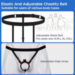Chastity Cage Accessories, Anti-Off Chastity Cage Belt for Male Sissy BDSM Couples, Adjustable Elastic Three-Way Anti-Slip Cock Cage Chastity Device Chastity Strap Bondage Sex Toy for Men