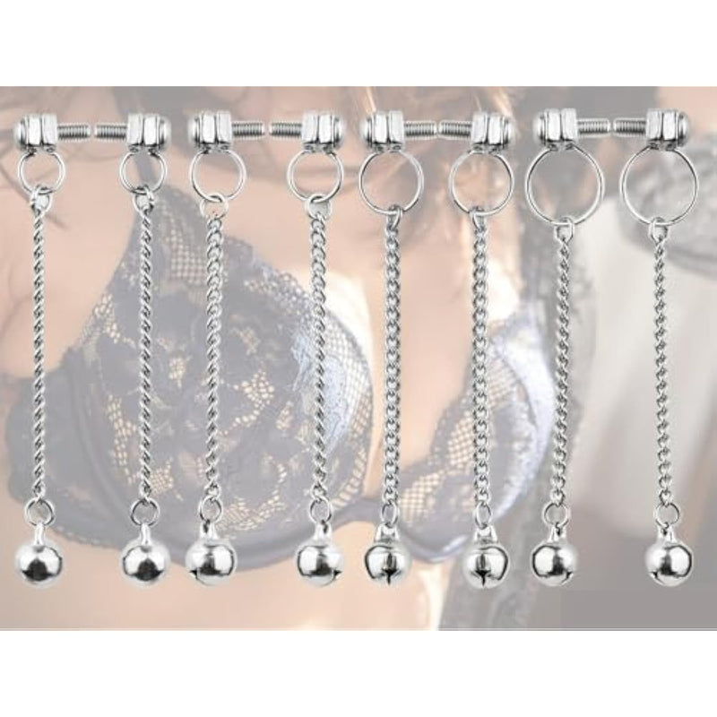 Stainless Steel Nipple Clamps With Chain Body Clamp Nipple Clips Non-Piercing Body Jewelry For Adult Role Playing Games (M)