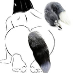 Sexy Fox Tail Cosplay Anal Plug Anal Butt Plug Adult Sex Toys For Women Men Couple Stainless Steel Anal Plug (18" Gray)