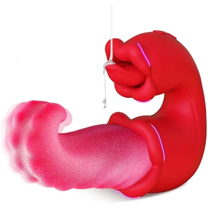 Vibrator Adult Sex Toys For Women - 4 In 1 Tongue Thrusting Vibrators Dildo Rose Sex Toys With 10 Licking Clitoral & 10 Vibration Mode, G Spot Clit Stimulator Tongue Toy For Women Couples Games