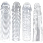 Fit-Max 4Pcs Reusable Penis Extension Sleeve Set,Penis Enlargement Silicone Sleeves Girth Male Erection Enhancement,Handjob Glans Training Tool,Penis Ringsleeve Enlargement Sex Toys For Men