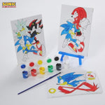 Sonic the Hedgehog Official Canvas Paint Set for Kids with 3 Preprinted Canvases, Paints, and Easel