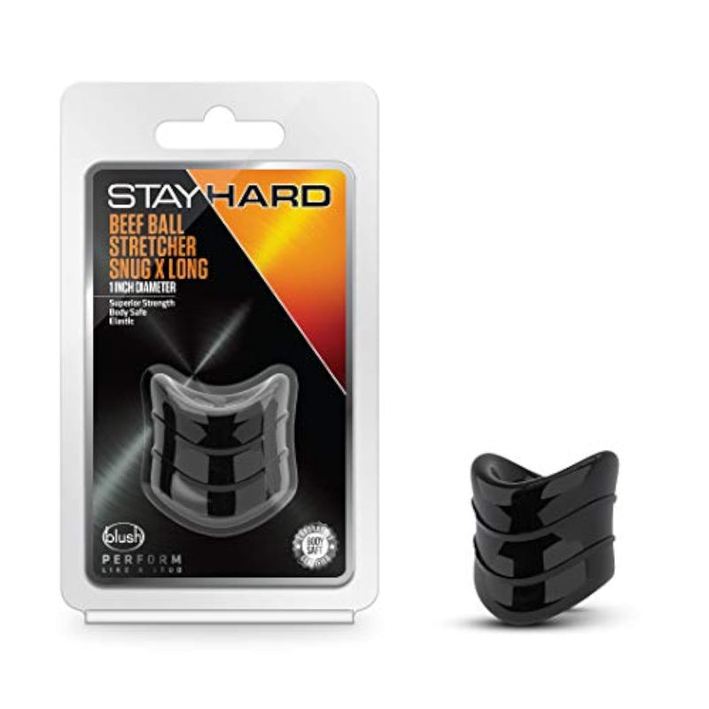 Stay Hard Beef Ball Stretcher Snug X Long Male Enhancement Ring, Sex Toy For Men, Sex Toy For Couples, Black