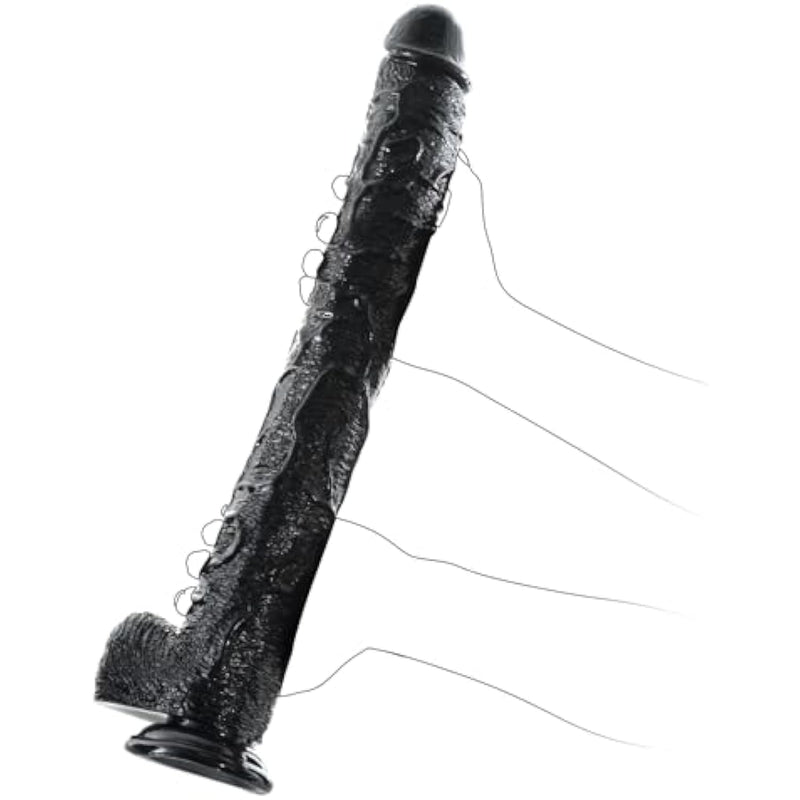 17.3 Inch Black Extra Long Dildo, Women Realistic Sex Toys, Soft Huge G-Spot Dildo Analdildo With Strong Suction Cup, Xxl Giant Dildo, Large Dildo Stimulator With Balls For Women/Men/Couples
