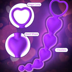 Anal Beads, Cute Silicone Flexible Butt Plug Anal Chain With 6 Gradual Balls And Pull Loop Prostate Massager G-Spot Stimulator Anal Training Sex Toy For Beginner 7.28 Inch, Purple