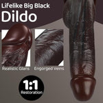 9.85'' Realistic Big Black Dildo, G Spot Vagina Anal Stimulator With Strong Suction Cup For Hands-Free Play, Feels Like Skin Silicone Adult Sex Toys For Men And Women Pleasure