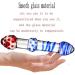 Crystal Glass Dildo Penis Anal Beads Butt Plug,Crystal Glass Pleasure Wand Dildo Penis With Blue Raised Spiral Texture Mushroom Tip Anal Butt Plug Sex Factory For Men Women(Style 3)