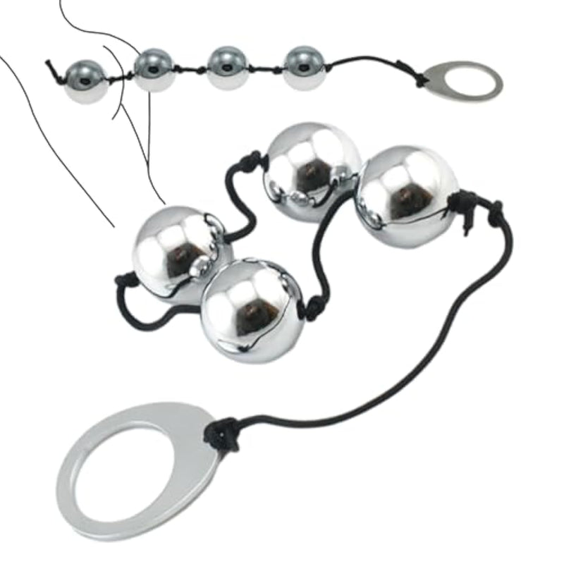 Anal Beads Metal Balls Set 4 Weighted Sm Anal Balls With Pull Ring Buttplug Cord Metal Huge Butt Plug Kegel Balls Sex Large Bead For Anal Pleasure Bdsm Tools Erotic Sex Toys For Men Women Couples