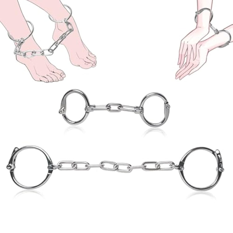Bdsm Bondage Restraints Set For Couples, Adjustable Handcuffs Ankle Shackles, No Lock Design For Sm Sex Games, Comfortable Durable Sex Toys