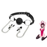 Bdsm Silicone Breathable Ball Gag With Nipple Clamps For Adult Bondage And Restraint Sex Play Props For Couples Of Both Genders And Beginners