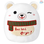 12-Inch Polar Bear Plush Pillow, Polar Bear Stuffed Animal Toy With Scarf, White Bear Plush Throw Pillow For Kids Teens Home Decor