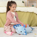 Giant Axolotl Plush With 3 Baby Axolotl Inside - 23.5" Soft Stuffed Animal Throw Pillow - Blue