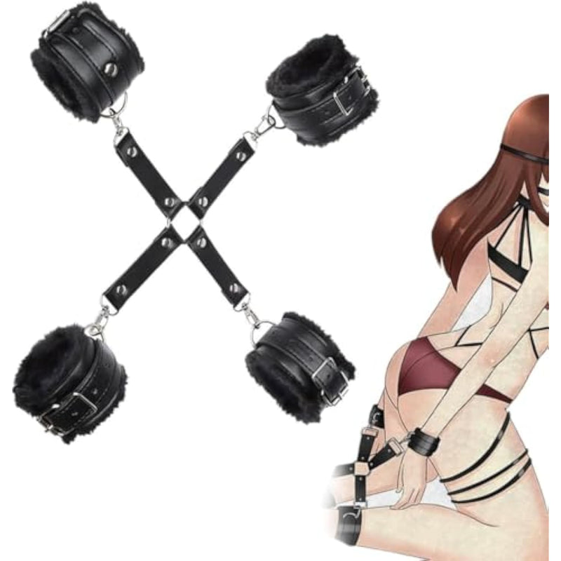 Bdsm Bondage Handcuffs Ankle Cuffs Sex Restraints Kit Sex Toys Sm Game Play Adjustable Soft Leather Bondage Toys For Adult Couple