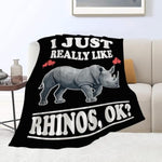 Rhino Blanket I Just Really Like Rhinos Throw Blankets Gifts For Girls Boys Kids Lover Soft Cozy Fleece Plush For Couch Sofa Bed 40"X50"
