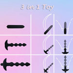 3 In 1 Vibrating Anal Beads Butt Plug With 10 Vibration Modes, Flexible Silicone Graduated Breasts Clitoris Vagina Prostate Massager ; Removable Bullet Vibrator Waterproof Anal Sex Toy For Unisex