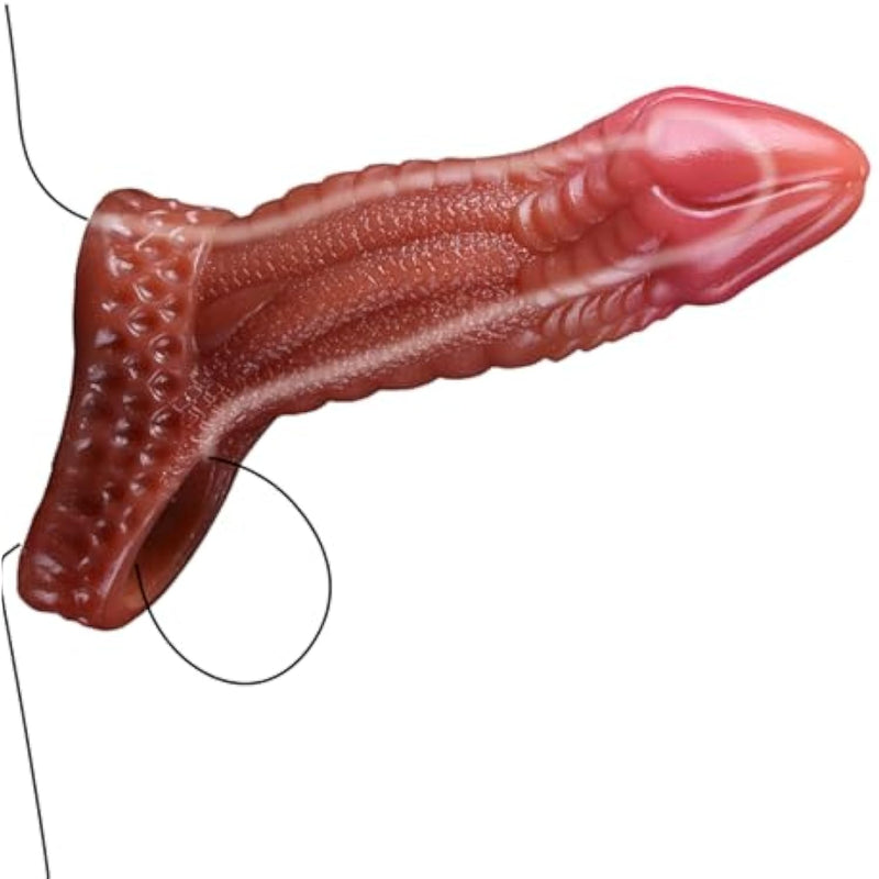 Soft Male Extender Condom Penis Enlarge Sleeve, Silicone Animal Penis Enlargement Extension Sheath With Cock Ring, Penis Enlargement Pump,Adult Hollow Dildo Couples Reusable Sex Toy