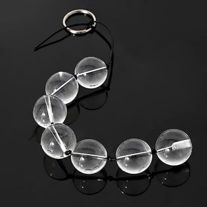4 Sizes Unisex Glass Anal Beads Plug Big Smooth Crystal Balls Butt Plug Adult Erotic Toys With Finger Loop For Men/Women (Xl)