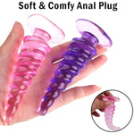 2Pcs Small Butt Plug, Anal Training Set For Anal Sex Beginners Dildo Soft Silicone Anal Sex Toys With Thread Textures Universal Anal Plug For Adult Men Women Gay Couples