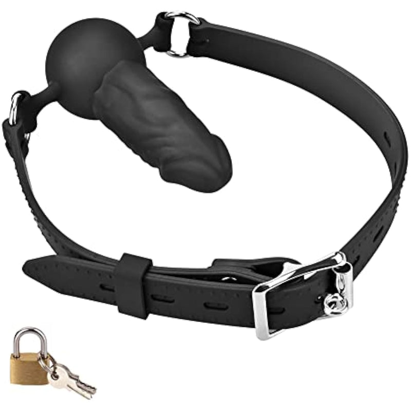 Mouth Ball Gag Wear Adjustable Dildo Penis Mouth Sex Toys Adjustable Leather Straps Strap Lock Sex Games Sm Bondage Cosplay