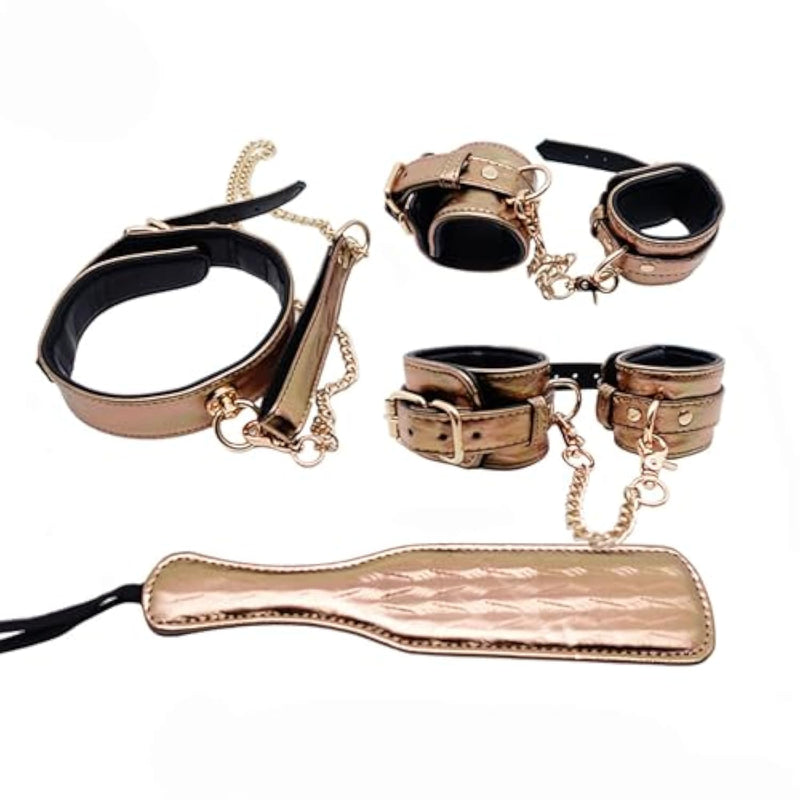 Bdsm Kit Bondage Set Sex Restraints Spanking Handcuffs Footcuffs Collar Leather Adult Games Male And Female Sexy Toys