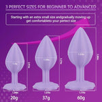 Anal Sex Trainer 3Pcs Set Silicone Butt Toys Anal Trainer Jewel Butt Plug Kit S&M Anal Sex Toys Kit For Starter Beginner Men Women Couples, Light Purple