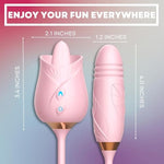 Rose Vibrator For Women And Couples - Vibrating Tongue Licking And Thrusting Dildo With Body-Safe Silicone, Fully Waterproof, Usb Rechargeable Personal Massager - Adult Sex Toys, Clitoral