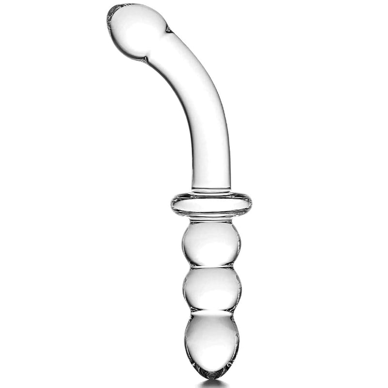 Small Crystal Glass Thin Curved Pleasure Cute Double-Ended Anal Plug Beads Dildo, Beginner Massager Anal Sex Toy Men And Women Masturbation Penis Anal Plug, Suitable For Men And Women