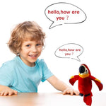 9'' Red Talking Parrot Plush Pal Repeat What You Say Recording Stuffed Animal Macaw Electronic Record Interactive Animated Bird Shake Wings Present Birthday Christmas For Kids Boys Girls