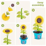 Flower Building Toy With Music, Flowers Botanical Plants Blocks Sets Kits, Halloween Birthday Thanksgiving Gift Ideas For Kid Girl Boy Child, Home Dorm Room Desk Decor, Ages 5 6 7 8, Sunflower