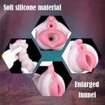Soft Lifelike Fantasy Pink Unique Design 2 In 1 Male Masturbator Silicone Men Stroker Male Sex Toy Adult Sex Product For Men Couple Liquid Silicone Made Textured Tunnels Waterproof Flexible