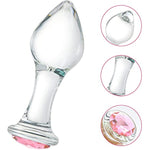 Crystal Anal Plug Bum Plugs Jewelry Anal Trainer Toys Glass Massage Butt Plug Large Medium Small Anal Stimulation Sex Toy For Unisex Masturbation (Pink)