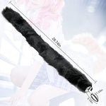 Butt Plug With Smooth Long Fox Tail Anal Sex Toys Role Play Flirting Animal Tail For Couple Black (M)