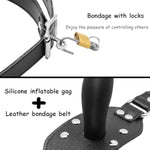 Inflatable Dildo Mouth Gag Leather Bondage Gag, Silicone Penis Ball Gag With Lock Adjustable Inflatable Gag Fetish Masks Hood Sex Things For Couples Kinky Bdsm Toys Restraint Head Man Women Couple