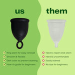 Viv For Your V Premium Soft Menstrual Cups Kit, Flexible Small Period Cup, Pull Tab Ring for Easy Removal, Cleansing Gel Wash, Travel Pouch, Comfortable 12 Hour Wear, Reusable, Medical Grade Silicone