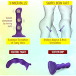 Dildo Geisha Ball - Ultra-Soft Liquid Silicone Dildo With Flexible Design & Responsive Internal Balls - Suction Cup Dildo Ideal For Vaginal & Anal Pleasure (Purple – X-Large)