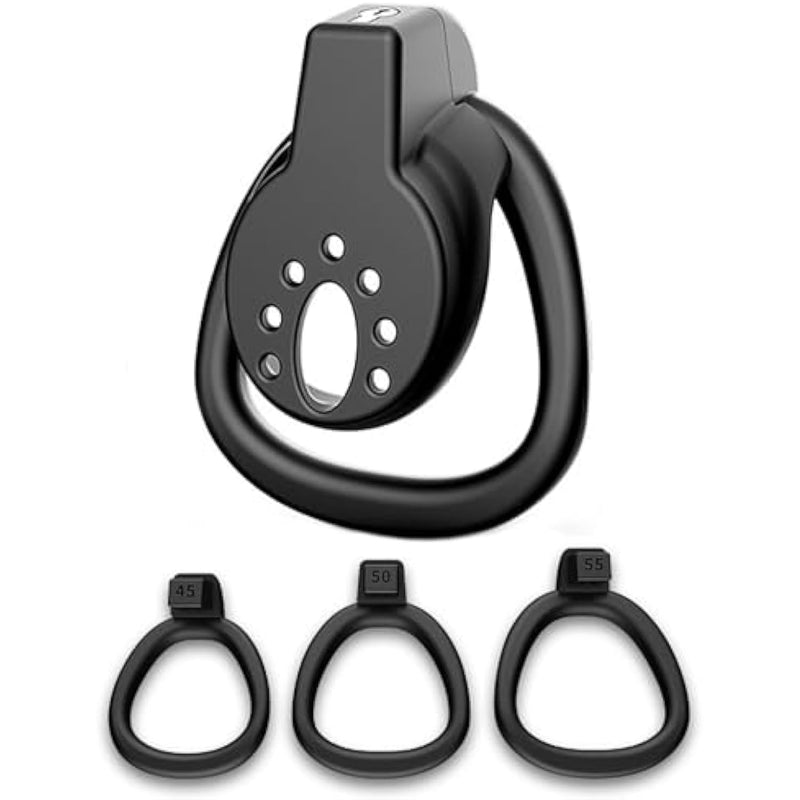 Flat Chastity Cage Male Chastity Device Lightweight Cock Cage Adult Sex Toys For Men With 3 Size Rings And Invisible Vertical Lock Penis Cage For Couples Male Adult