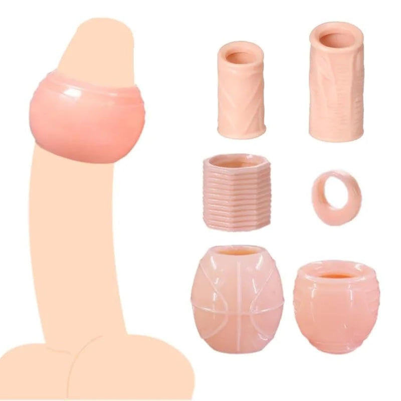6 Pcs/Set Foreskin Correction Cock Ring Penis Sleeve Delay Ejaculation Male Chastity Cage Cockring Sex Kit Cock Sleeve Penis Stretcher For Men Sex Toys