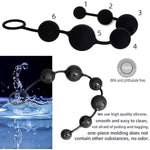 100% Silicone Anal Beads - Anal Trainer Anal Chain, Gradually Increasing Size, Pull Ring Design, 15.7 Inch Length, Anal Plug, Easy To Clean, Bpa And Phthalate Free (Black - 6 Beads)