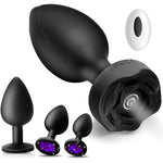 Anal Plug Sex Toys Vibrators - 4Pcs Butt Plug Remote Control With 10 Vibrating Modes, Adult Games For Woman Men Couples Prostate Massager Blcak