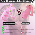 Male Chastity Cage Cock Cage, Lightweight Resin Chastity Cage, 3D Printed Pink Bondage Device, Hidden Lock Chastity Device Abstinence, With 4 Different Sizes Of Removable Movable Rings