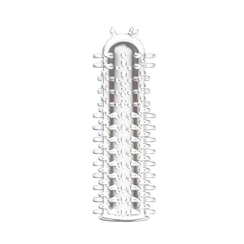Men'S Crystal Wolf Tooth Vibrating Condom With Delay Ring – Premium Silicone Couples’ Adult Toy For Extended Pleasure, Ultra-Stretchy (C, Count, 1)