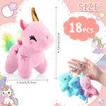18 Pcs Mini Stuffed Animal Keychain, Plush Dolls Aesthetic Keychains For Backpacks Christmas Bag Fillers Gift Birthday Party(Unicorn)