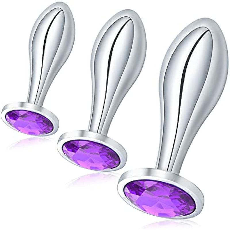 Anal Plug Set 3Pcs Stainless Steel Butt Plug Anal Training Small Medium Large Luxury Metal Anal Trainer Jewel Anal Dildo Kit Bdsm Anal Sex Toys For Women Men And Couples