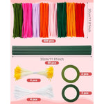 864 Pcs Pipe Cleaner Flower Craft Kit, 13 Colors Chenille Stems with Handle