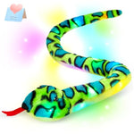 40'' Green Realistic Light Up Snake Stuffed Animal Snake Plush Toy Glowing Up Stuffed Animal For Practical Jokes,Playtime Fun Soft Kids Christmas Halloween Birthday Festival Presents