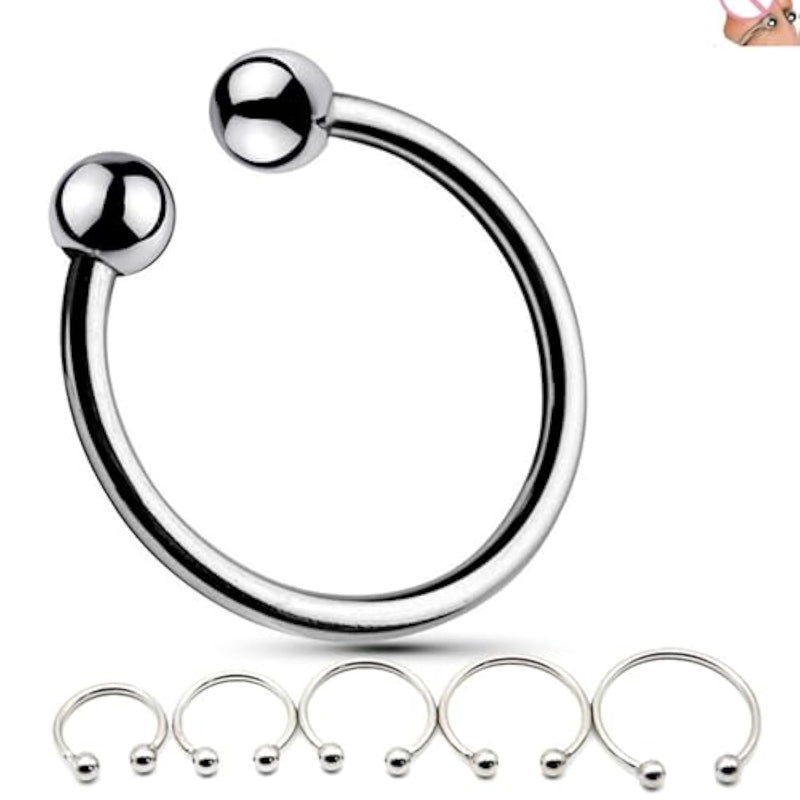 Metal Cock Ring Penis Rings 6 Piece Set Stainless Steelchastity Tightrope Locking Sperm Men’S Long-Lasting Couples Or Male Sex Toys (Silver)