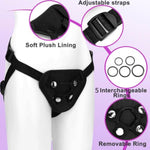 Adjustable Strap On Harness, Wearable Strapon Pegging Dildo Harness For Couples, Adult Sex Toy With 5 Different Sized O-Rings, Suitable For Almost Any Dildo, Fits Waist Up To 52 Inches